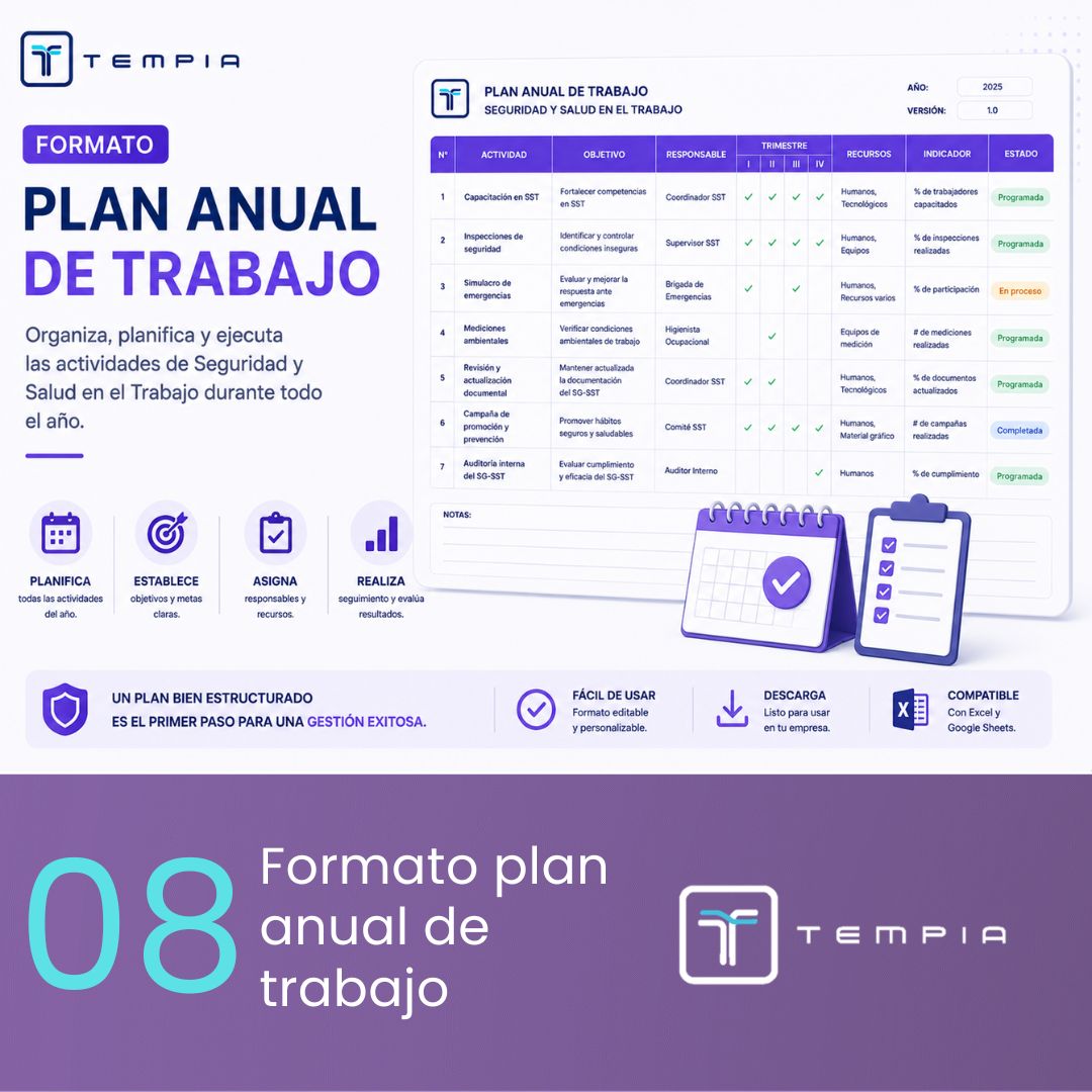 Formato plan anual de trabajo tempia
