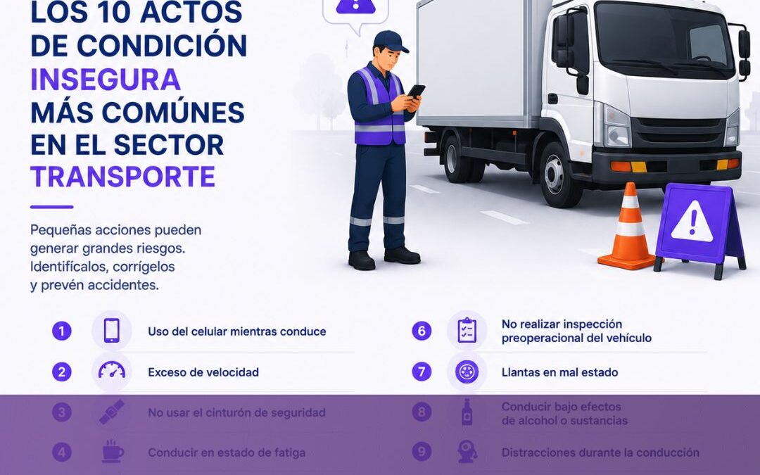 Los 10 actos de condición insegura más comúnes en el sector transporte