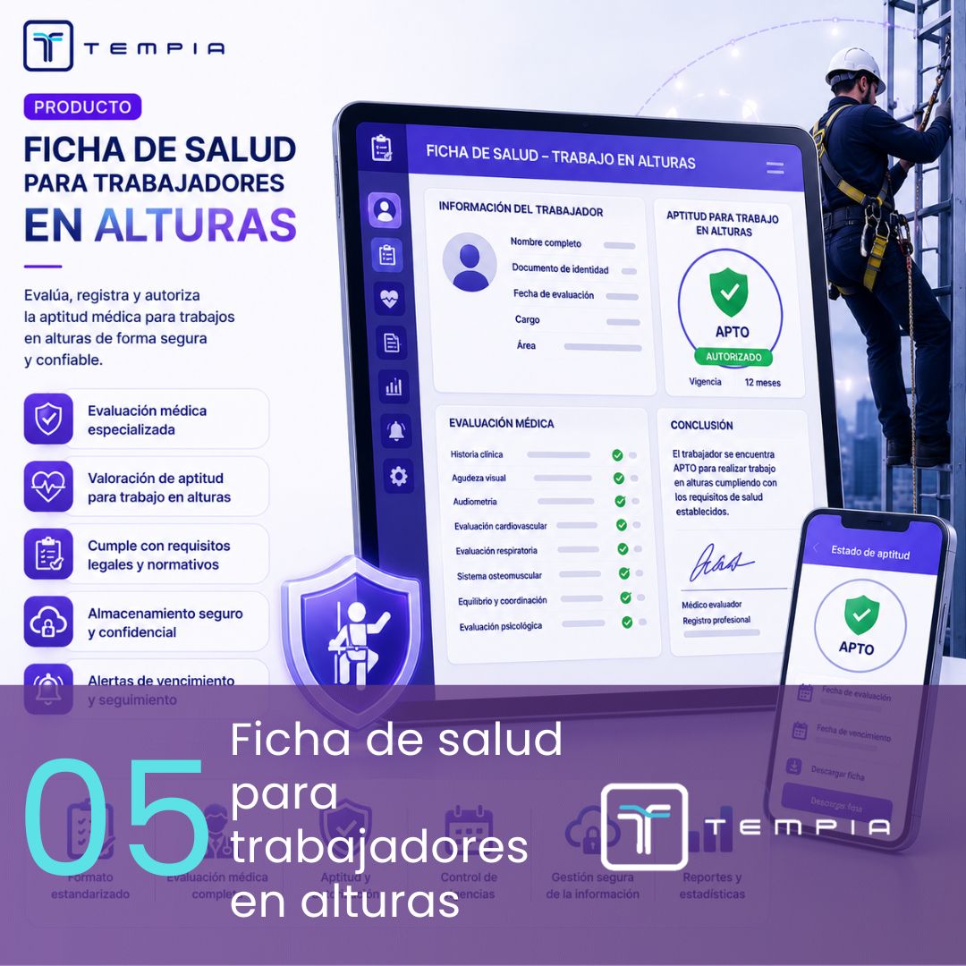 Plantilla ficha de salud para trabajadores en alturas tempia