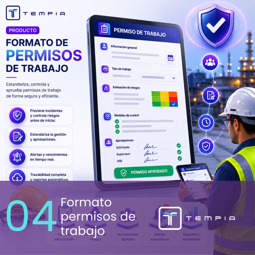 Plantilla formato permisos de trabajo tempia
