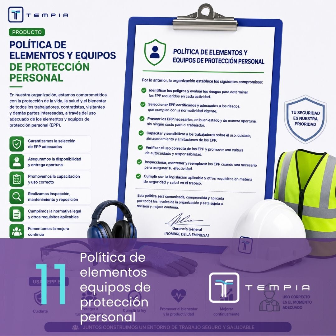 Política de elementos equipos de protección personal tempia